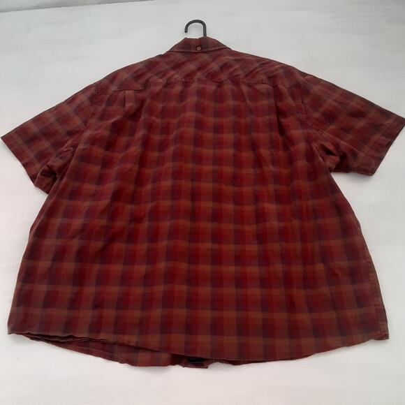 Duluth Trading Co Button Up Shirt Mens 2XL Short Sleeve Red Plaid Outdoor Camp - Picture 7 of 9
